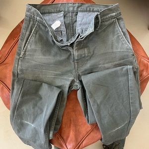 Left Field NY Slim Army Green Duck Canvas Chino Size 32